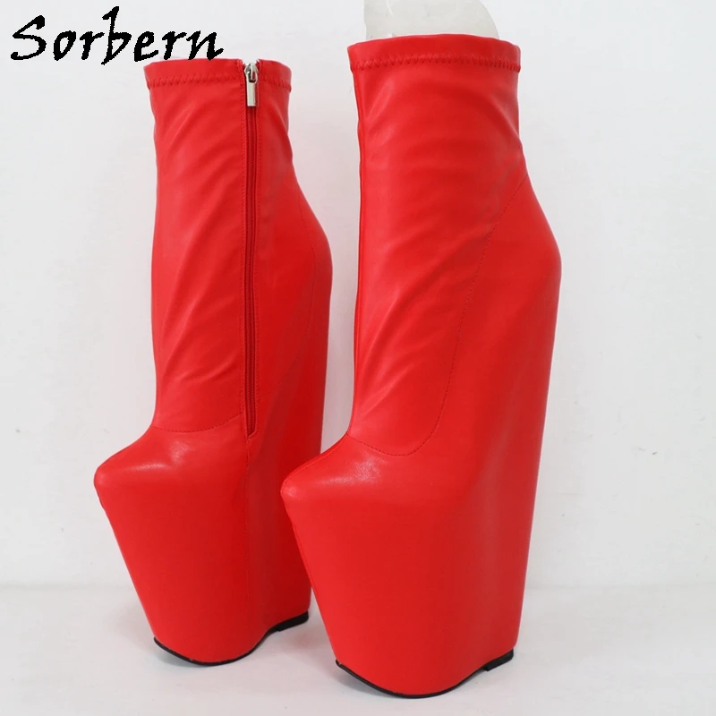 

Sorbern Custom 12 In Wedges Ankle Boots Drag Queen Fetish Booties Side Zipper Plush Hidden Platform Shoes Unisex Footwear Custom