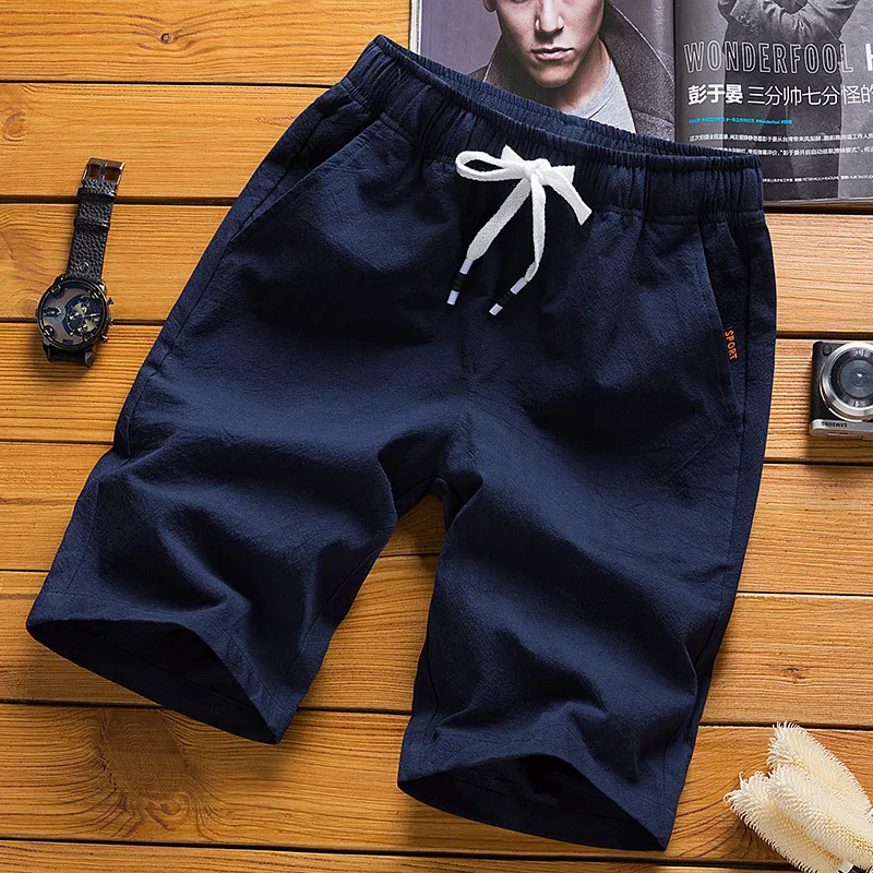 Männer Casual 100% Baumwolle Shorts, sommer Reise Strand Kurz für Männer Hohe Qualität Lose Atmungsaktive Freizeit Haus Weiß Shorts Männlichen