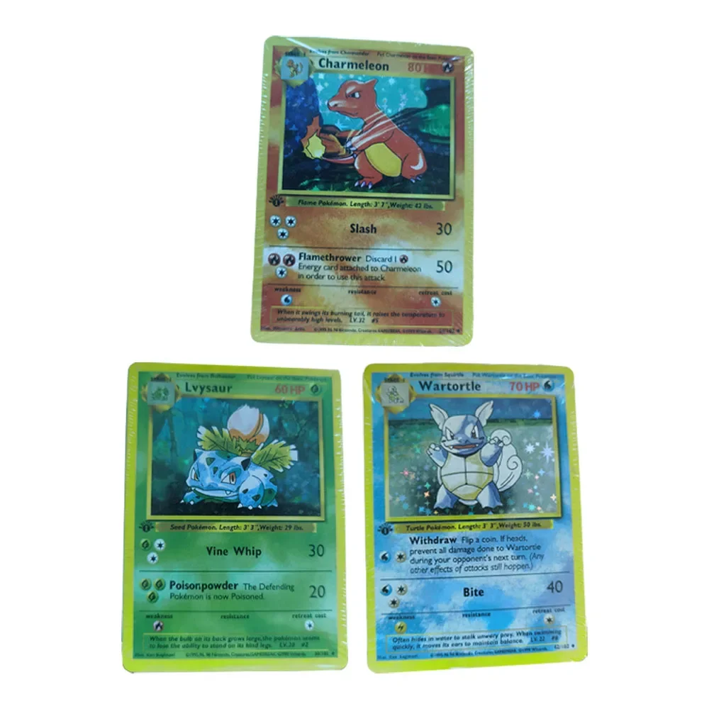 DIY Collection Card Homemade Serie 3pcs wartortle Lvysaur Charmeleon Flash Card Anime Peripheral Game Hot Sales Holiday Gift