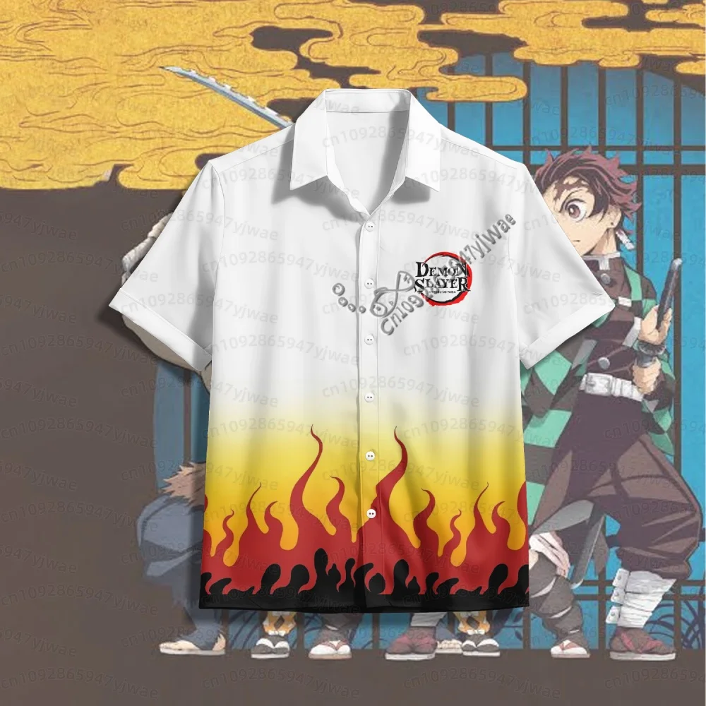 26 Demon Slayer Beach Shirt Short-Sleeved Men's Shirt, 2026 New Style, Cartoon Japanese Anime Men's Hawaiian Shirt Men T-Shirt - view 6