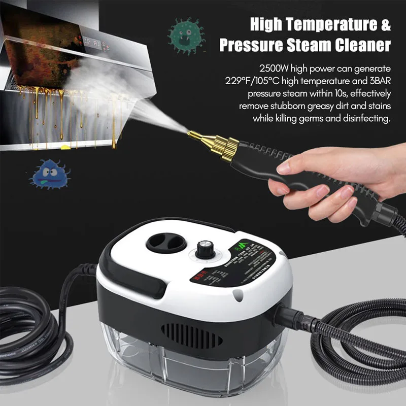 

New Steam Cleaner, 2500W Handheld Steam Cleaner 1 liter portable car steam cleaner, with 3 kitchen home car cleaning accessories