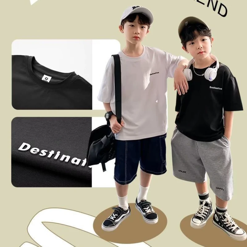 Boys' Summer Short Sleeve T-shirt New Small And Medium Children's Round Neck Top Children's Casual Versatile Half Sleeve Fashion