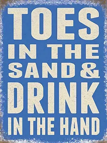 Sand Toes Beach Seaside Theme Retro Wall Decor Metal Tin Sign 8x12 Inch Vintage Bar Club Home Restaurant Kitchen Garage Or Gift