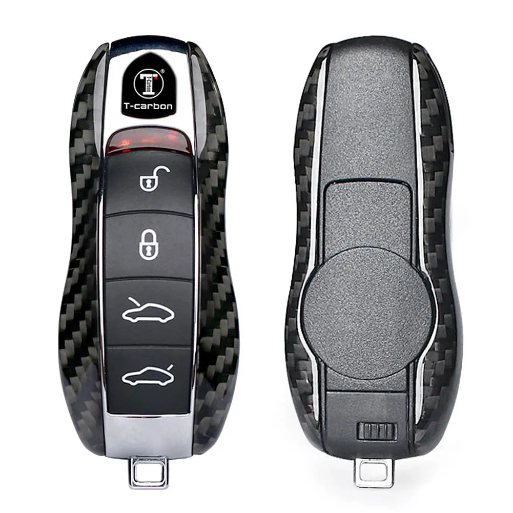 Car Key Shell Case Remote Key Housing Cover Genuine Carbon Fiber Black For Porsche 911 Cayenne Panamera