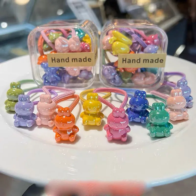 10pcs/set Cartoon Animals Elastic Hair Rubber Bands For Girls Cute Bear Hair Rope Baby Hair Ties Kids Bunny Hairbands Accessorie