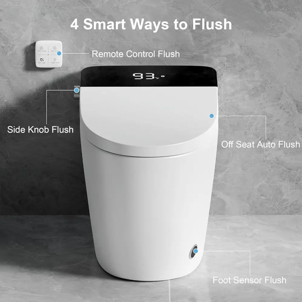 Smart Toilet with Elongated Heated Seat, Auto lush, Manual Sot-Close Seat & Lid, Night Light, Electric TanklToilets with Dual lu view 4