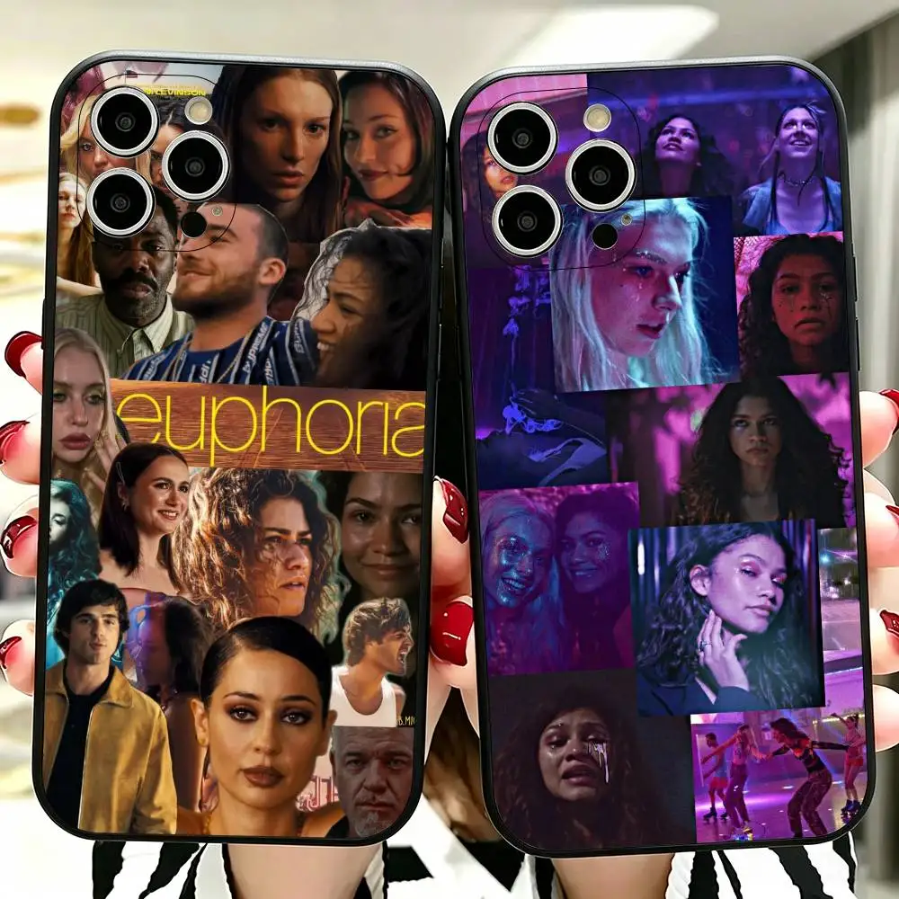 Coque de téléphone en silicone souple noire pour iPhone 17, 16, 15, 14, 13, 12, 11 Plus, Pro Max, XS, inspirée de la série TV E-Euphoria