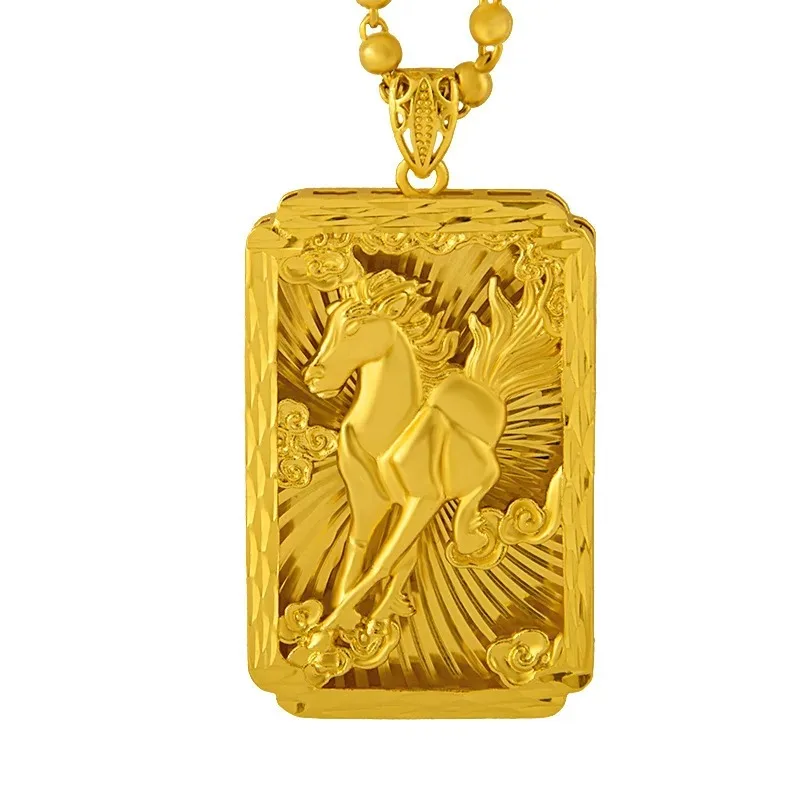 Elnar Jewelry Unisex 24K Gold AU999 Machine-Engraved 