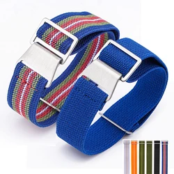 Parachute Elastic Woven Nylon Strap Stainless Steel Buckle Military Men Sport Replace Bracelet Watch Band 18mm 20mm 22mm 24mm