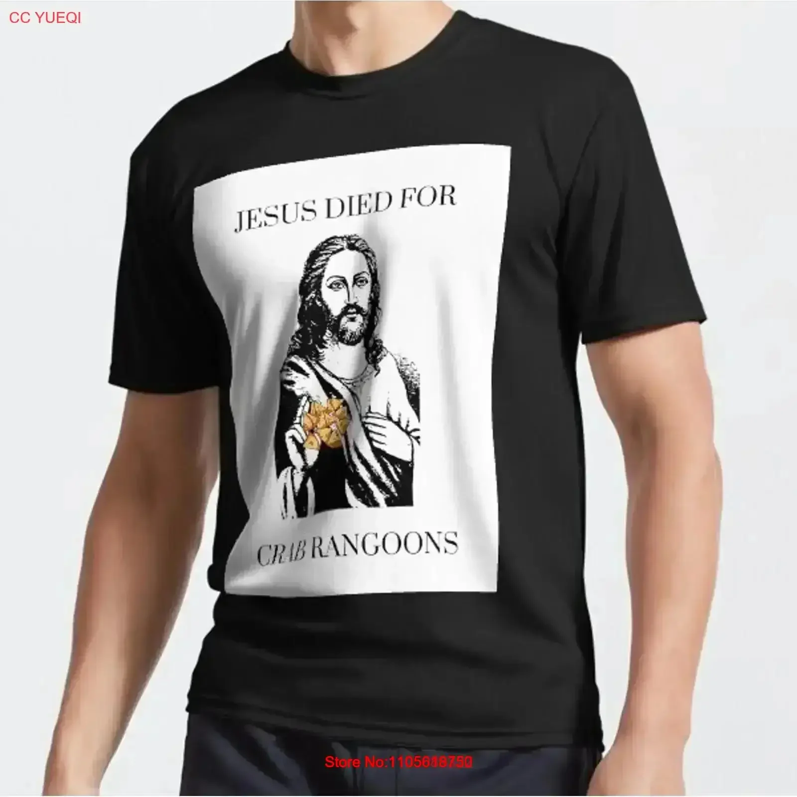 Jesus Died For Crab Rangoons Retro Vintage Active T Shirt Washed designer clothes Stylish homme Breathable Soft graphic Casual