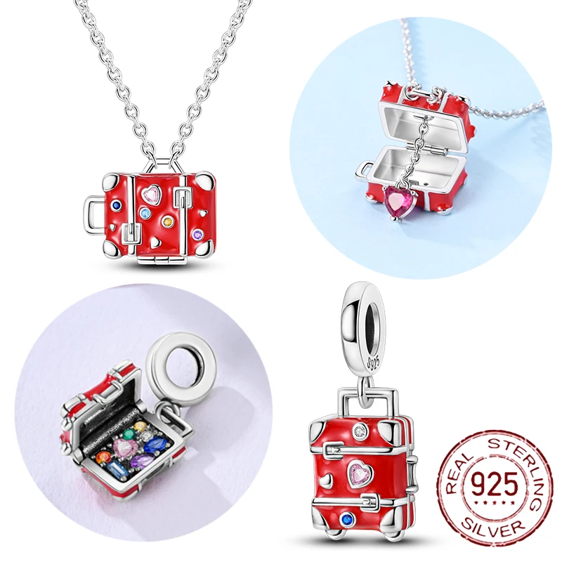 

Red Love Trunk Charm 925 Sterling Silver Charm Beads Fit Original S925 Bracelet Pendant Necklace DIY Jewelry Birthday Gifts
