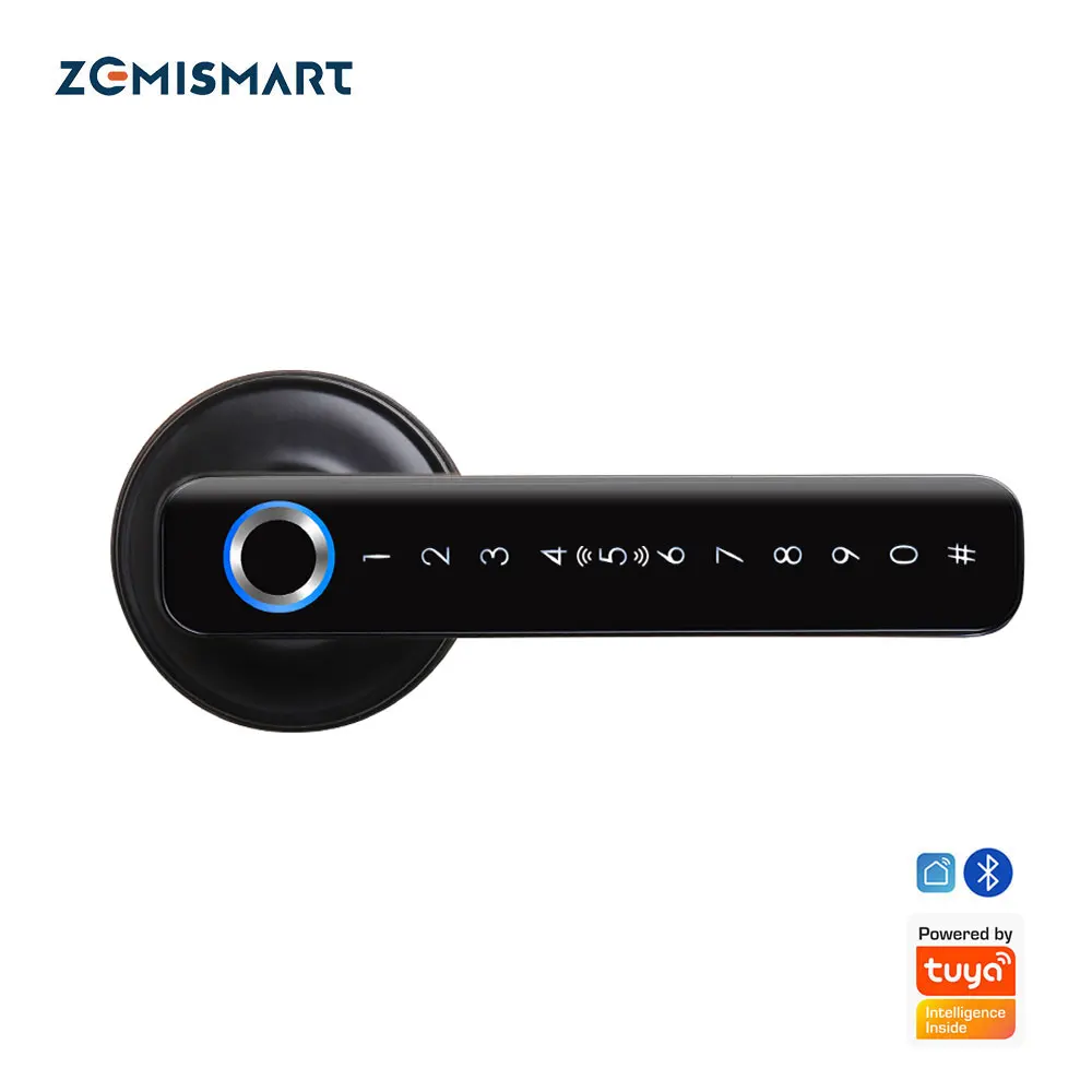 Zemismart Tuya BLE Smart Electronic Door Lock Biometric Fingerprint Lock Encryption Digital Lock App Remote Password Key Unclock