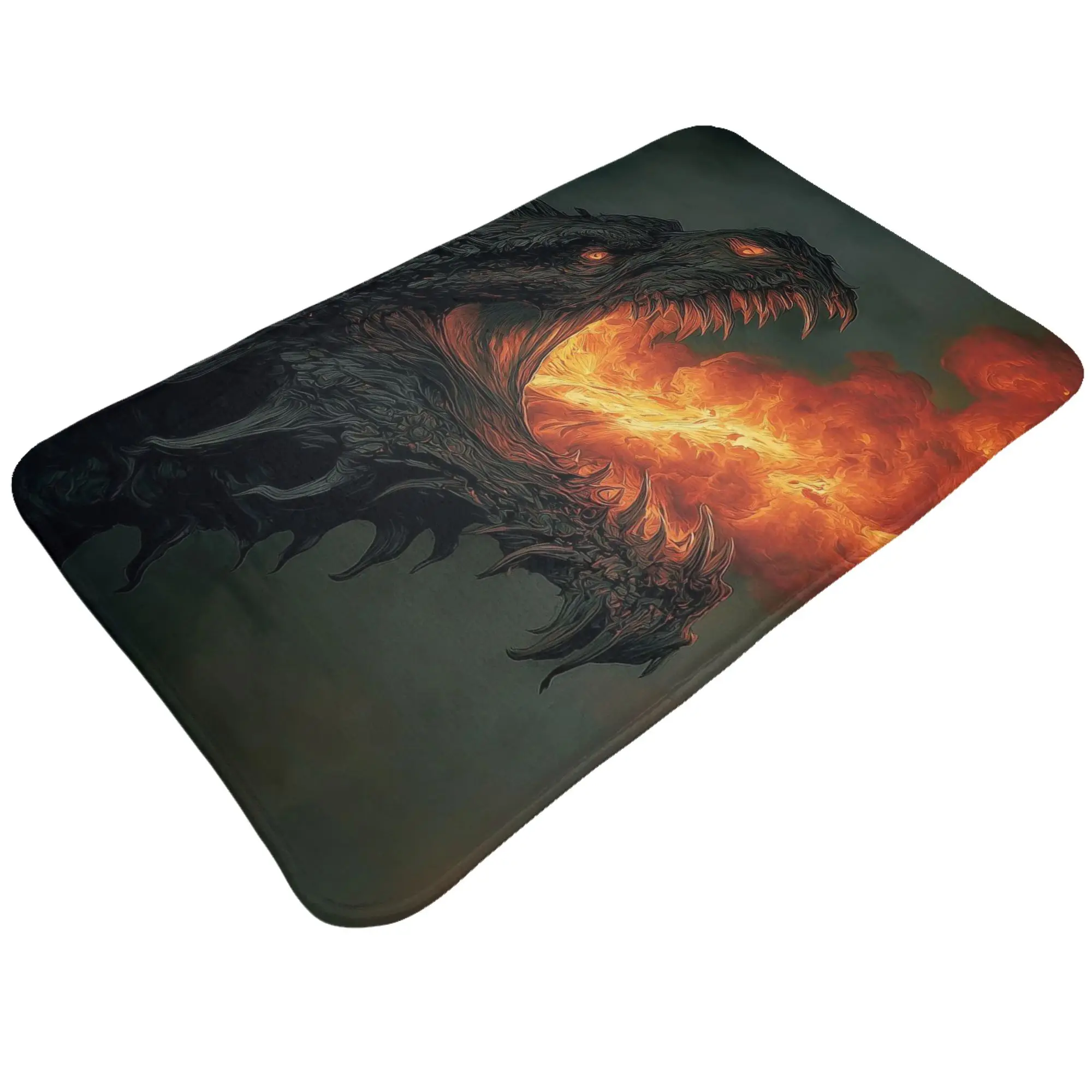 Black Dragon Breathing Fire Art Anti-Slip Doormat Bedroom Mat  Floor Indoor Home Decorative