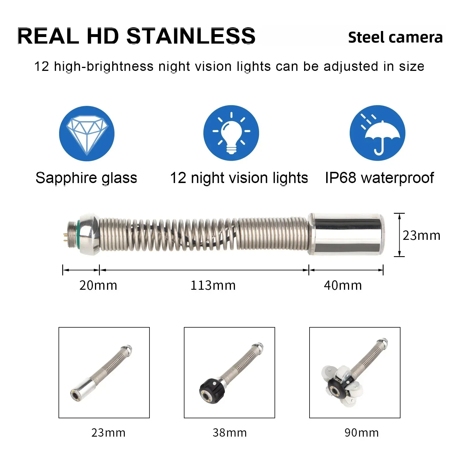 Pipe Inspection Camera 10.1+1080P Screen512HZ Transmitter and Locator Video+Audio Recording 8X Image Enlarge+Meter Counter