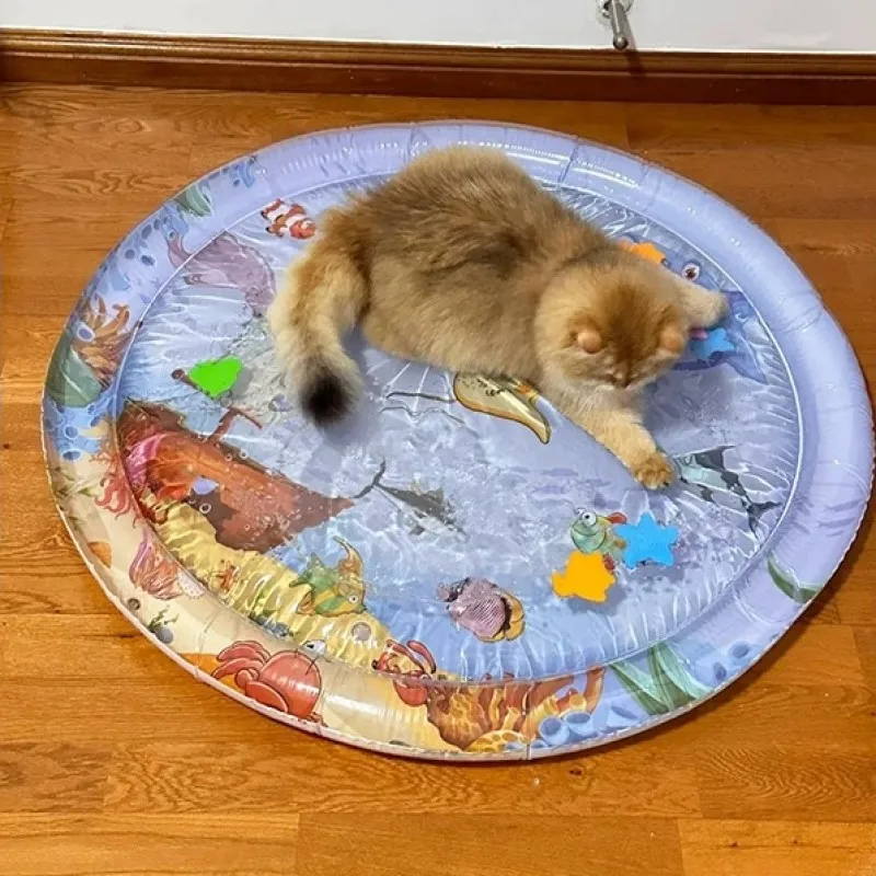 Water Sensory Play Mat Thickened Inflatable Water Mat For Cat And Dog Pet Playmat With Fish Sea Ocean Theme Sensory Toy Water