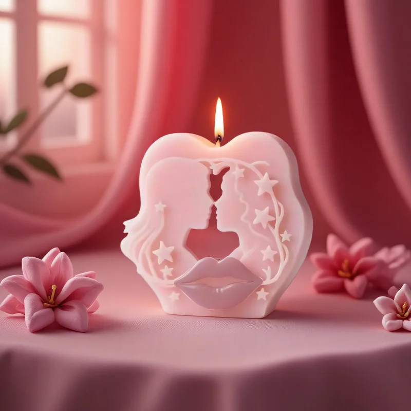 

2pcs Lips Silicone Mold for Scented Candles, DIY Romantic Gift, Couples Perfume Home Decor Set.