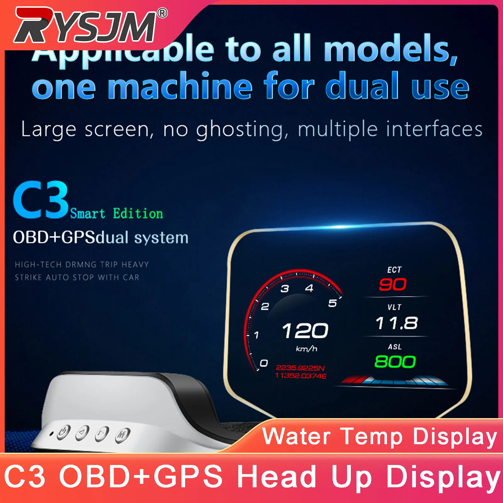 

Автомобильный компьютер C3 OBD+GPS с проекционным дисплеем (HUD), умная версия: измеритель напряжения, скорости и расхода топлива. Автоаксессуары.