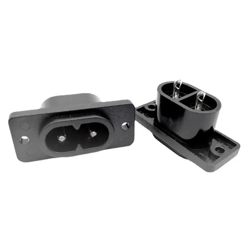 10pcs/lot AC Power Socket, IEC 320 C8 Male Firgure 8 Adapter Socket Black Overload Protection Inlet Socket AC-006