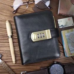 160 Pages A6 Code Diary Book With Lock Genuine Leather Notepad Agenda Planner Handmade Handaccount Book Journal Travel Notebook