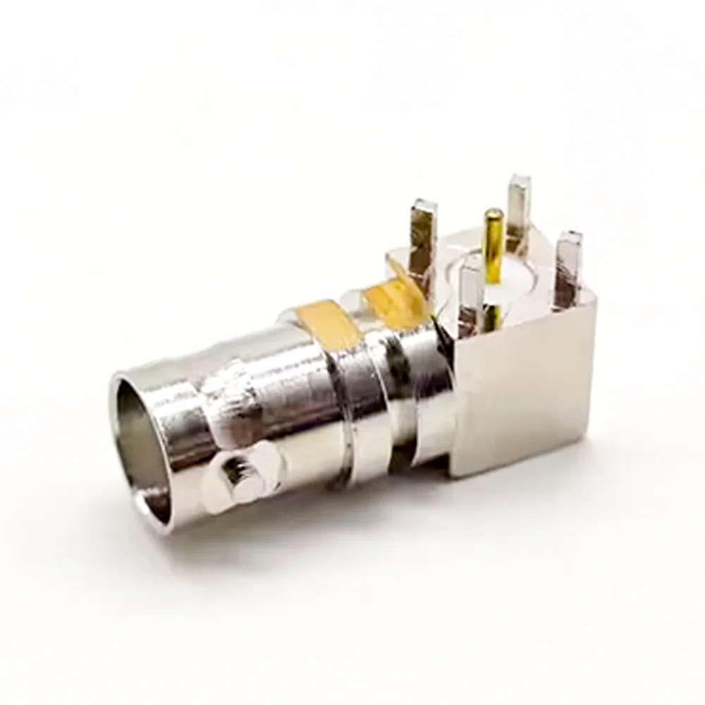 Right Angle BNC Connector, PCB Mount Through Hole, 50 Ohm, RF Coaxial for CCTV Video Antenna