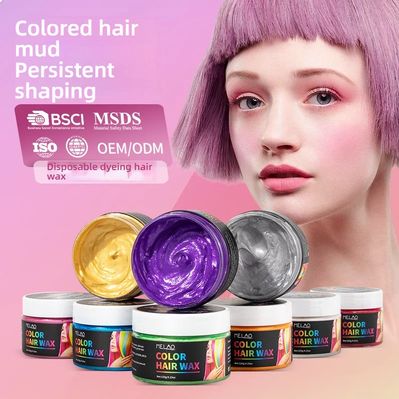 Cera para el cabello de color temporal lavable Cera de peinado voluminizadora y texturizadora para hombres y mujeres