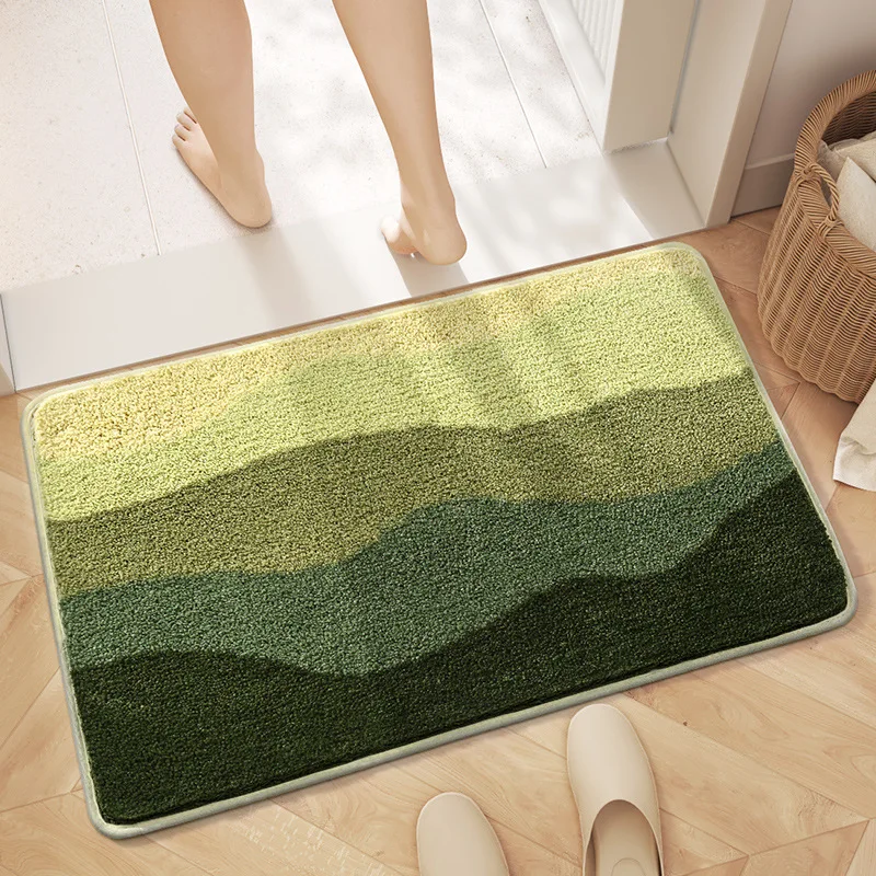 Bathroom Mat Flocked Quick-Drying Anti-Slip Simple Thicken Large Capacity Absorbent Water Bath Rug Soft Bathtub Side Carpet Mats