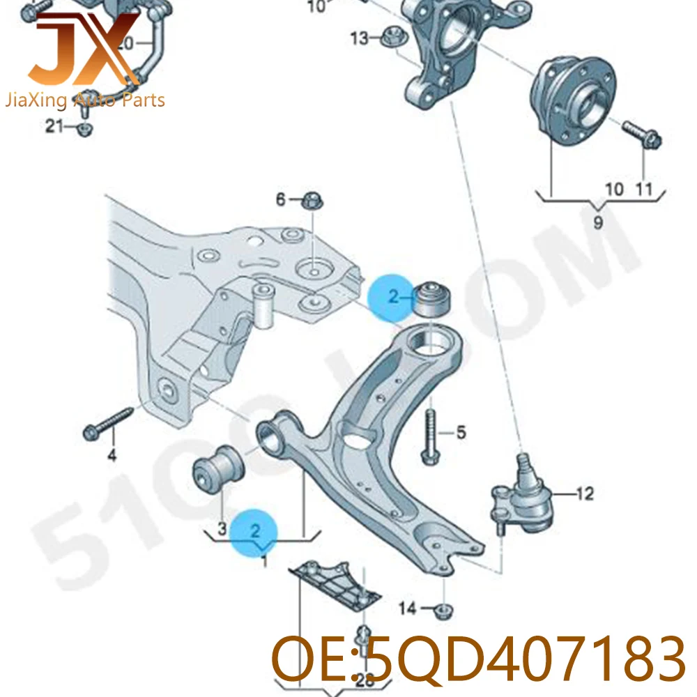OEM Front control Arm bushing Rubber for VW golf 7 mk7 passat B8 Arteon tiguan audi A3 Q2 5Q0407182 5Q0407183