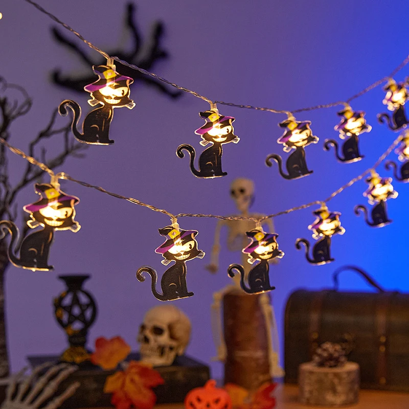 Halloween Pumpkin String Lights Bat Spider String Lamps Battery Powered For Outdoor Halloween Party Garland Decor Night Light