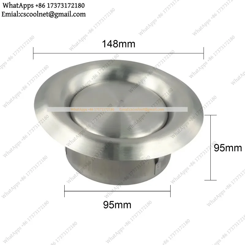 JS03 100/125/150mm Stainless Steel Round Vent Cover – Adjustable Exhaust Grille with Insect Mesh for Bathroom & Kitchen