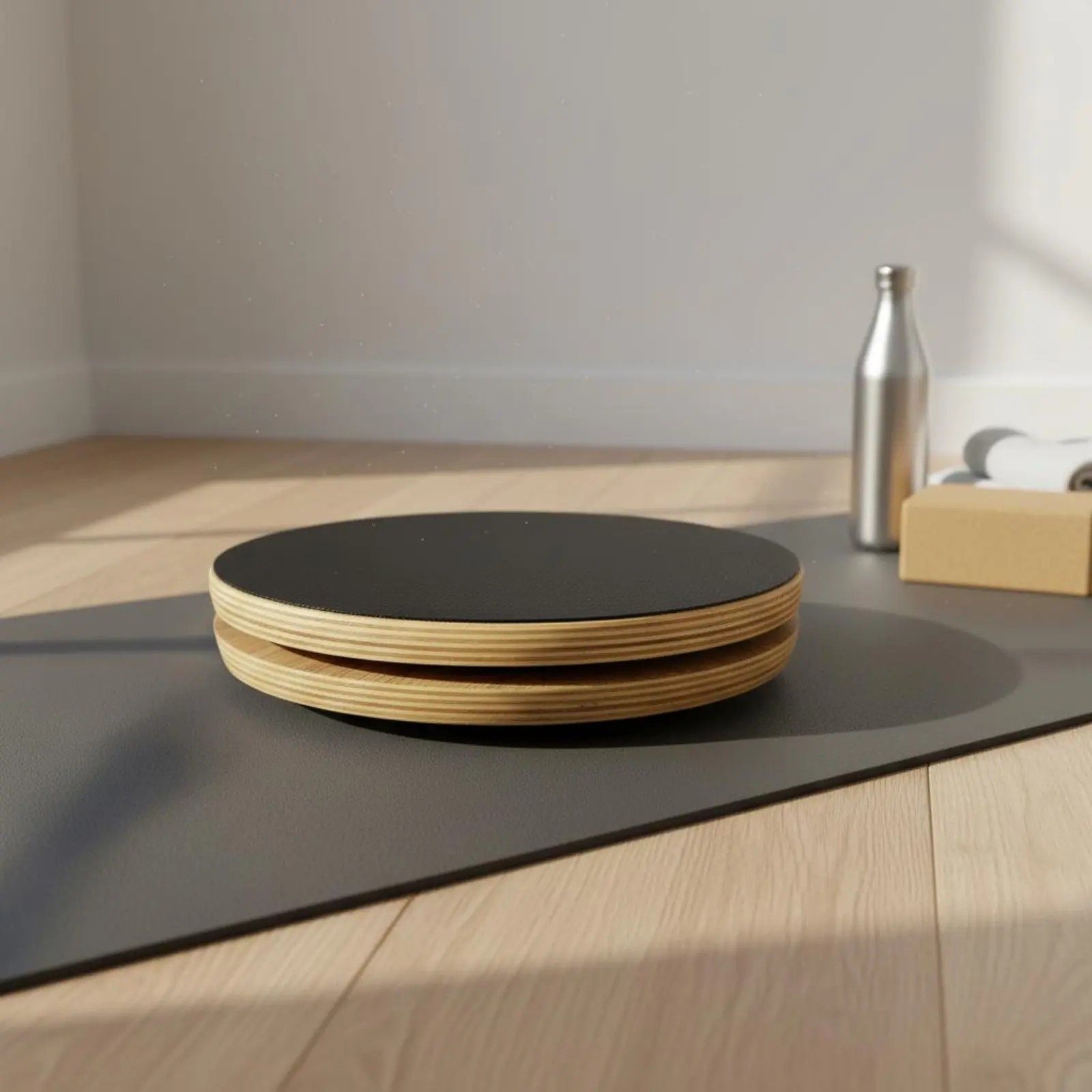 Picture 5: 2 Pieces Wooden Pilates Disc Solid Wood Pilates Rotation Board Wooden Exercise Rotator Stretching Rotating Disc for Women