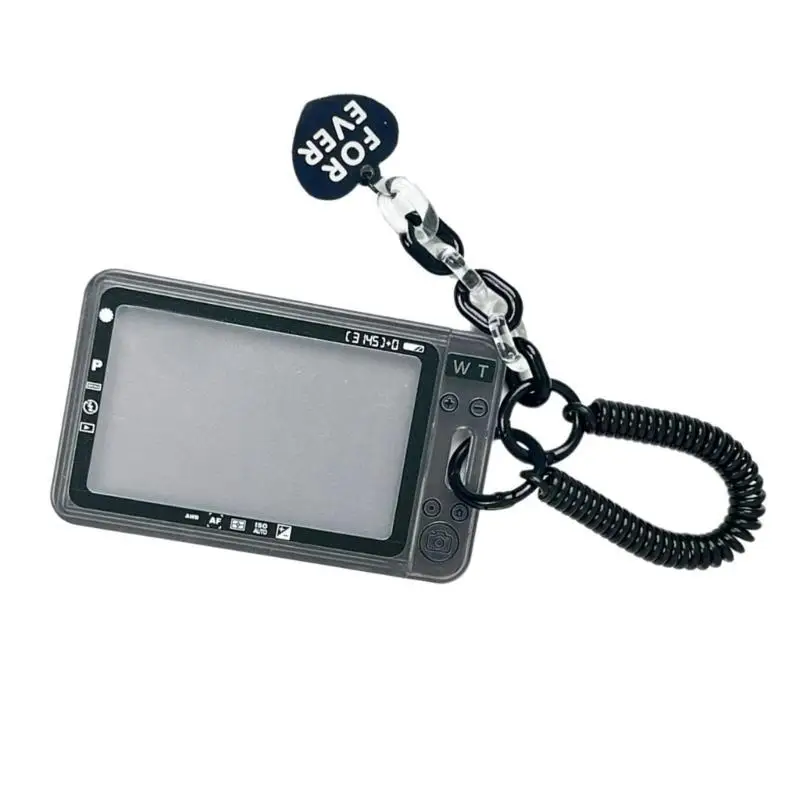 R53C Photocard Holder Card Case with Pendant and Retractable Spring Coil Keychain