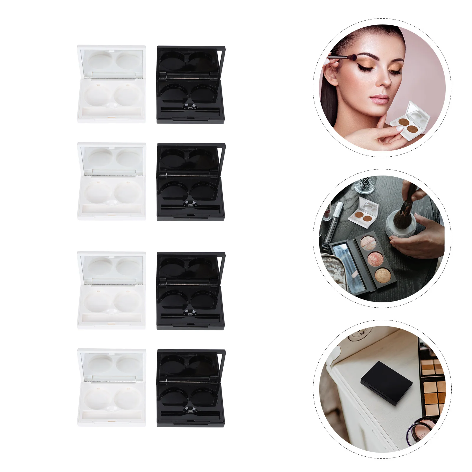 

8Pcs Eye Shadow Box Rectangular Dumb Black Compact Portable Makeup Organizer Tray Refillable Cosmetics Storage Container