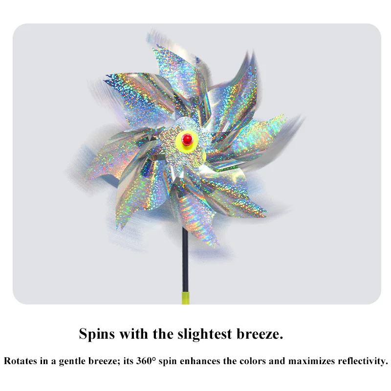 Molinetes repelentes de aves para jardín: decoración de espantapájaros reflectante y giratoria para disuear pájaros humanamente