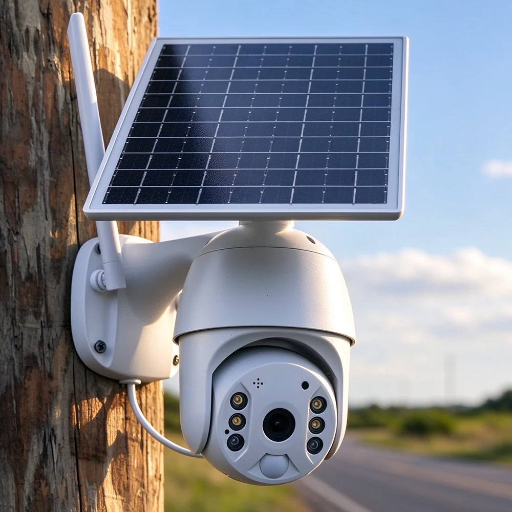 Outdoor 4MP WiFi Solar Panel PTZ Security Camera Color Night Vision Wireless IP Camera Built-in Battery Two-way Audio Cameras