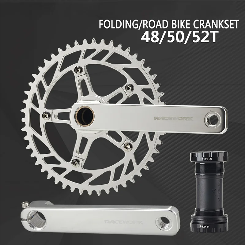 Road Bicycle Crank Crankset, Folding Bike Single Disc, Aluminum Alloy, Gravel Straight, Mounted, GXP Disc