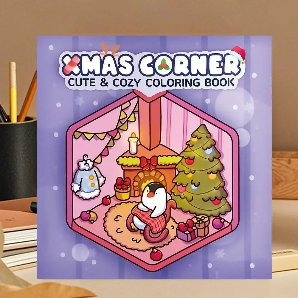 Cozy Christmas Christmas Coloring Book Cartoon Stress Relief Paperback Painting Gift Educational Doodles Book