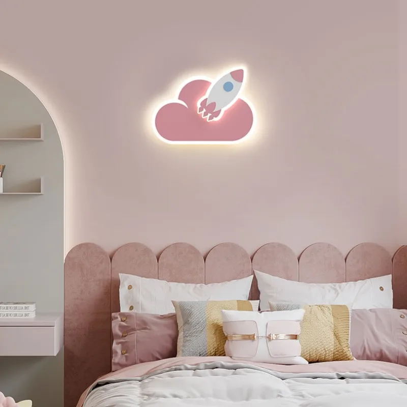 Imagem -05 - Luz de Parede Nórdica para Quarto Infantil Linda Nuvem Planeta Estilo Foguete Decoração de Parede Lâmpada ao Lado do Quarto Iluminação para Meninos e Meninas