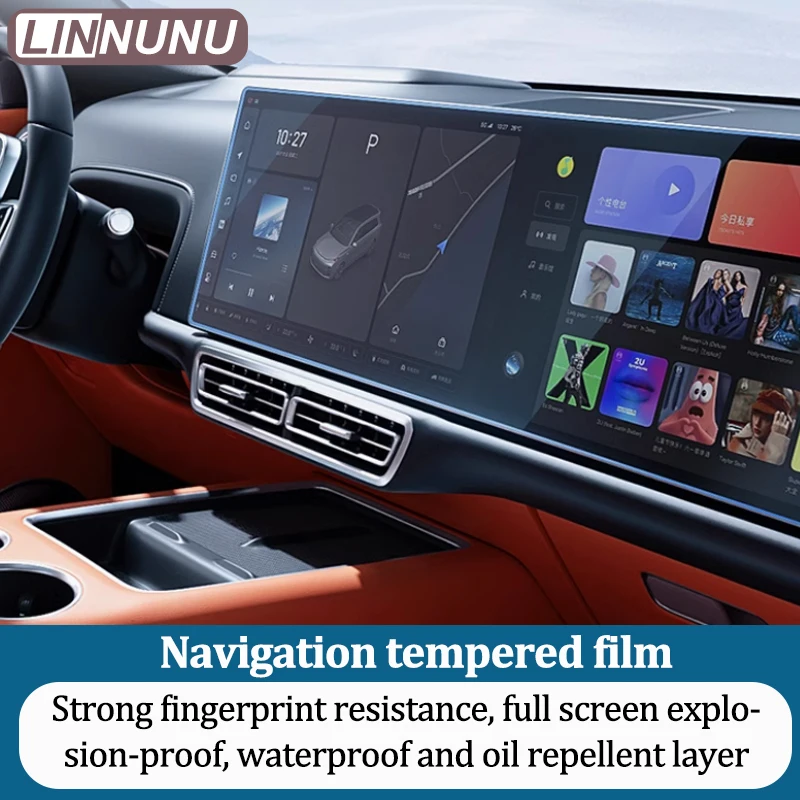 Linnunu Fit for Lixiang L6 L7 L8 L9 Car Decoration Supplies Screen Tempered Film Instrument Navigation Screen Tempered Film Blue Light Eye Protection Ultra-Clear Anti-Fingerprint Anti-Shattering Film