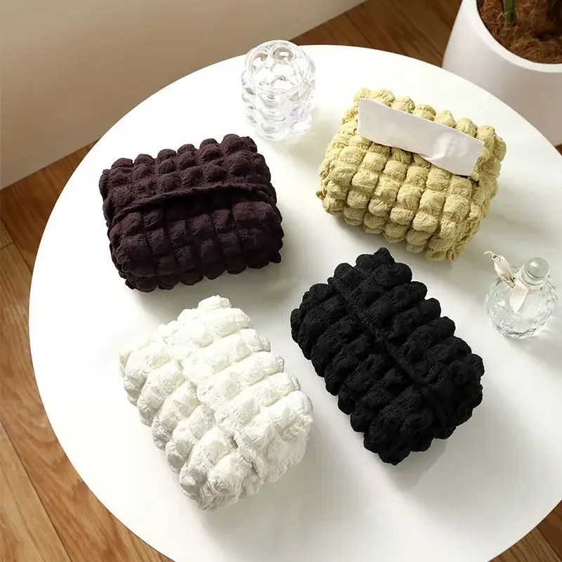 Ins Soft Puff Tissues Boxes Household Tissue Storage Boxes Desktop Tissue Decor Napkin Storage Holders Puff Tissue Storage Bag