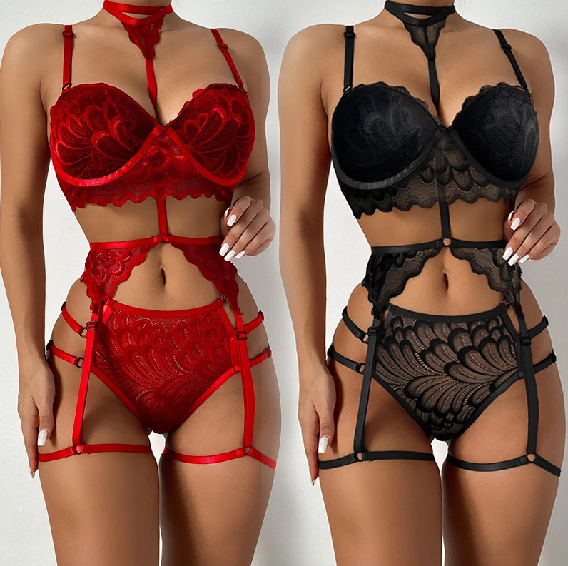 

Perspective Sexy Lingerie For Women Hot Erotic Underwear Set Sex Costume Bra And Panty Garter Belt Porn Suit Lace Lingerie Set