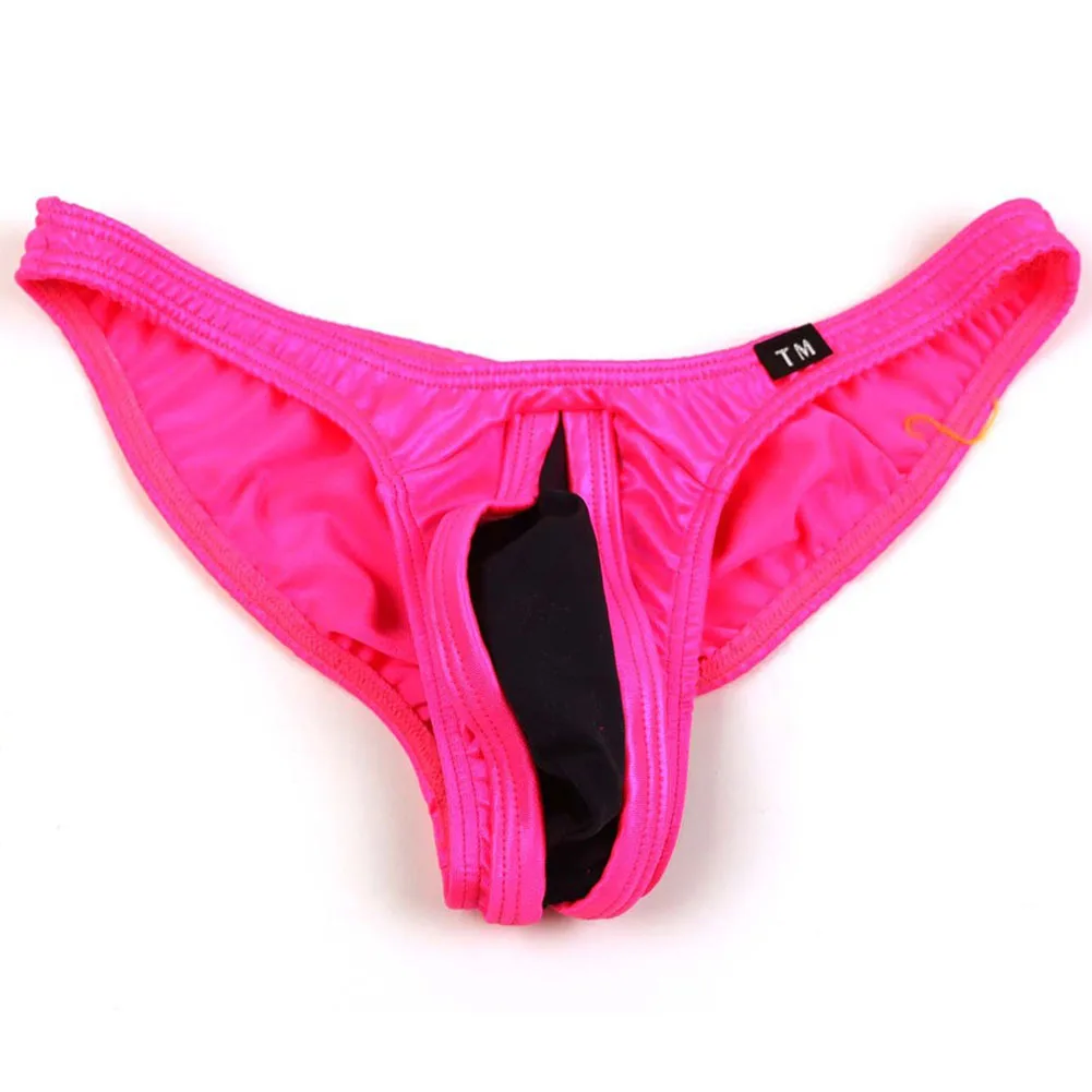 Men Color Blocking Sheer Femboy Bulge Pouch Briefs Elastic Lingeries For Man Gay Erotic Underwear Sexy Accessories Men's Panties