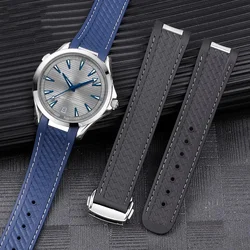 20MM Rubber Silicone Watch Strap Fit For Omega Seamaster 300 AT150 Aqua Terra Ultra Light 8900 Steel Buckle Watchband