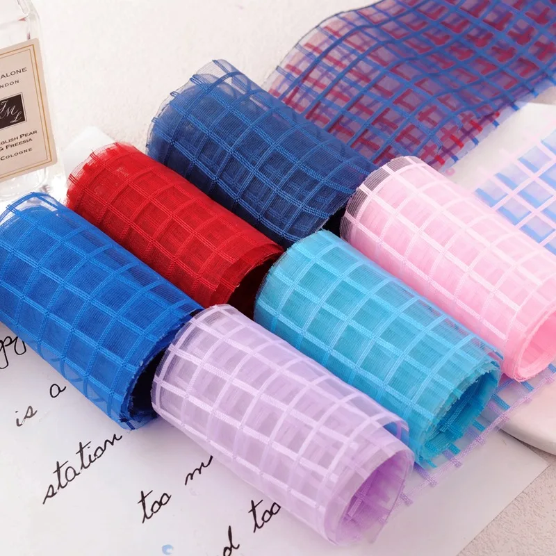 

6cm Checkered Tulle Ribbon for DIY Bows,Hair Accessories,Floral Crafts Multi-Purpose DIY Material for Kids Hair Clips &Packaging