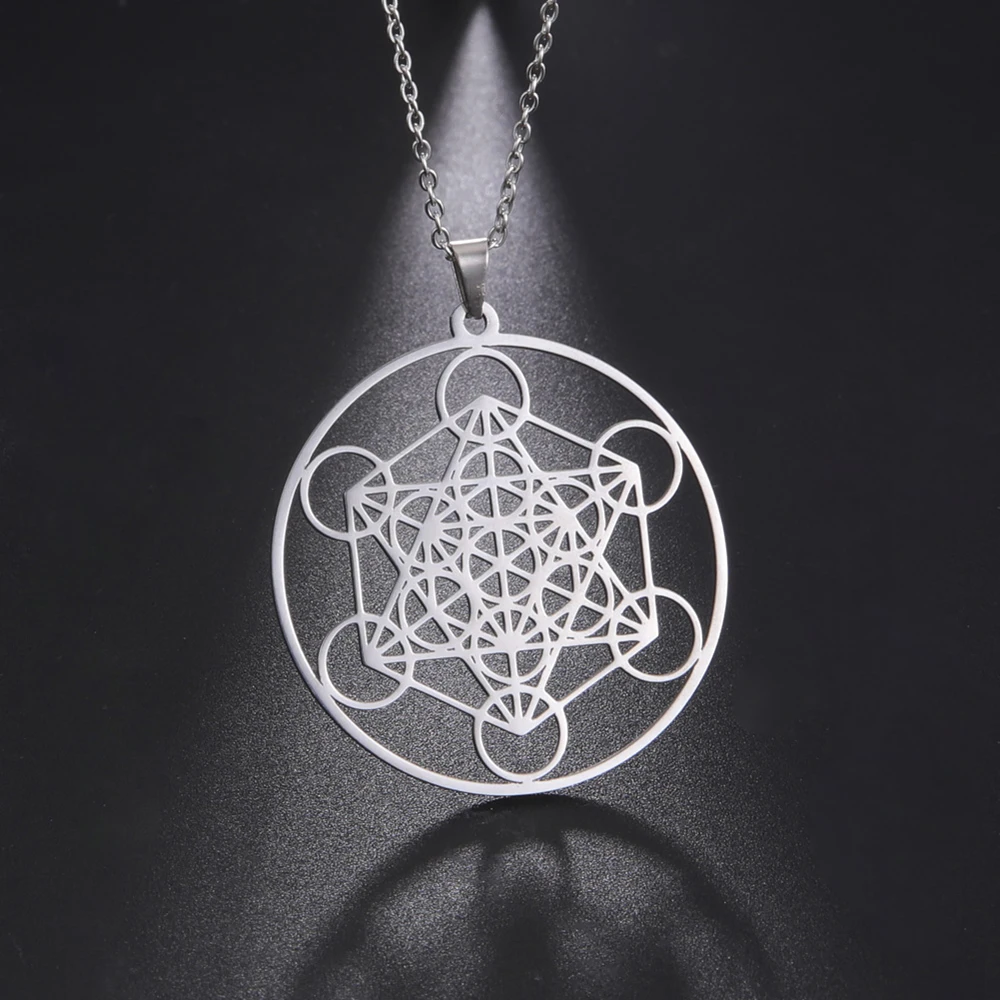 Jeshayuan Angel Seal Archangel Metatron Necklace for Women Men Stainless Steel Kabbala Amulet Solomon Jewelry Gift