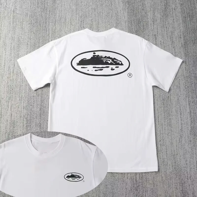 Summer 2026 small boat printed short-sleeved T-shirt, wide fit, half sleeve, casual, fashionable brand