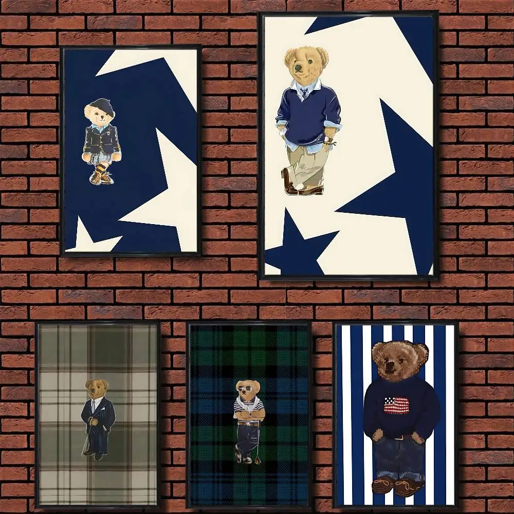 

Furry cute Art Polo Bear 21*30cm Poster Poster Paper Print Home Living Room Bedroom Entrance Bar Cafe Art Painting Decoration