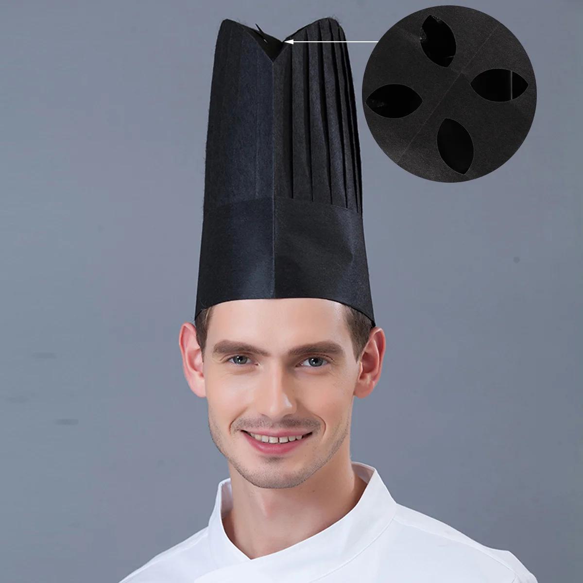 20 Pcs Carrier Chef Hat Black Cap Anti-fouling Aldult Cook Paper Kitchen Working