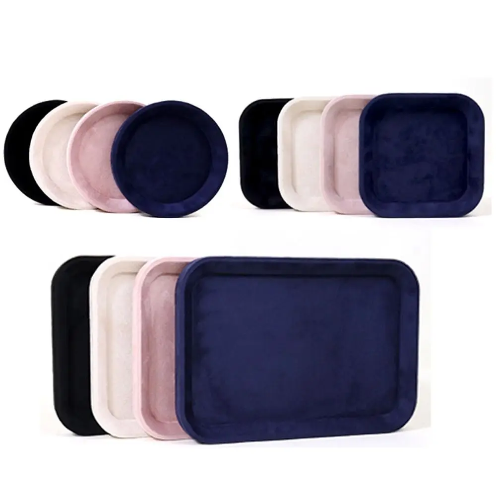 DIY Velvet Jewelry Display Tray Exquisite Luxury Jewelry Storage Tray Solid Color Blank Box Jewelry Tray Show Stand Photo Props