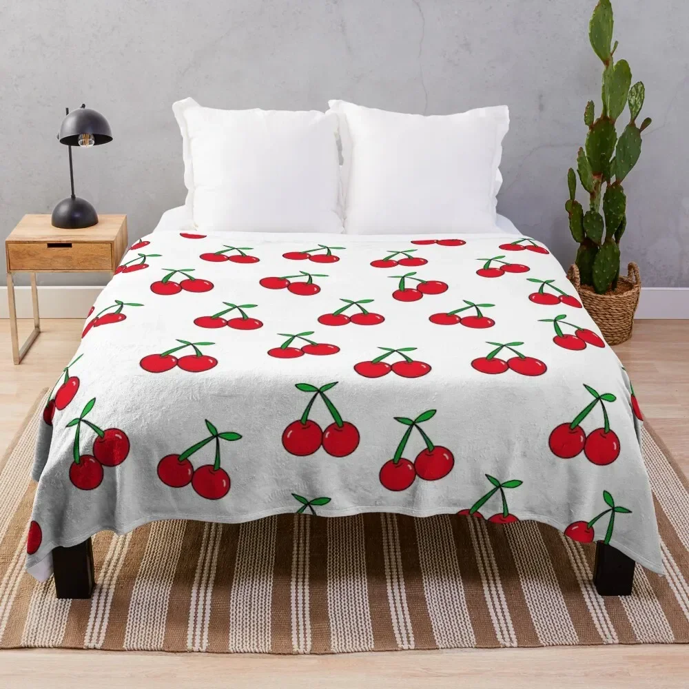 

Cherries 1 (on white) Throw Blanket warm for winters Large halloween Blankets