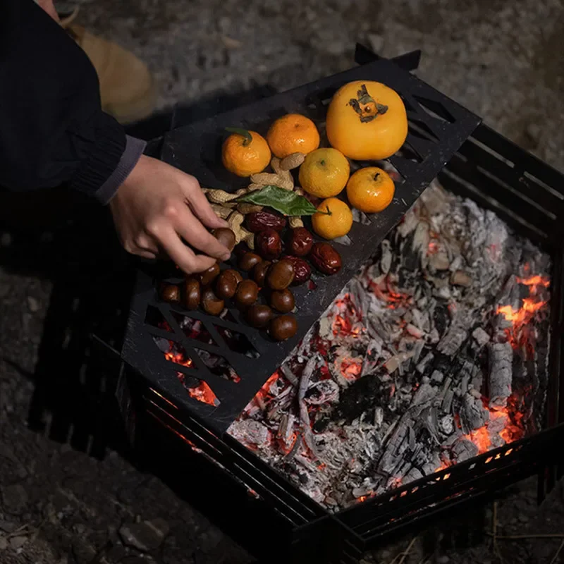 Outdoor Camping Fire Stove ShineTrip Detachable Portable High Temperature Resistant Thickened Carbon Steel Burning Stove Grill